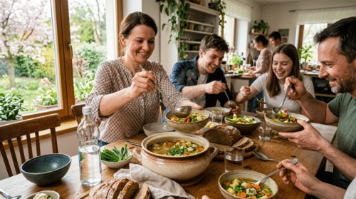 Tu lahodnou polévku připravuji na jaře, všichni si nalili víc